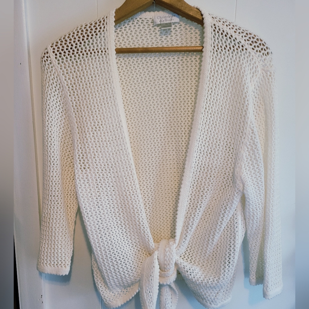 Cream Crochet Cropped Wrap Sweater M/L